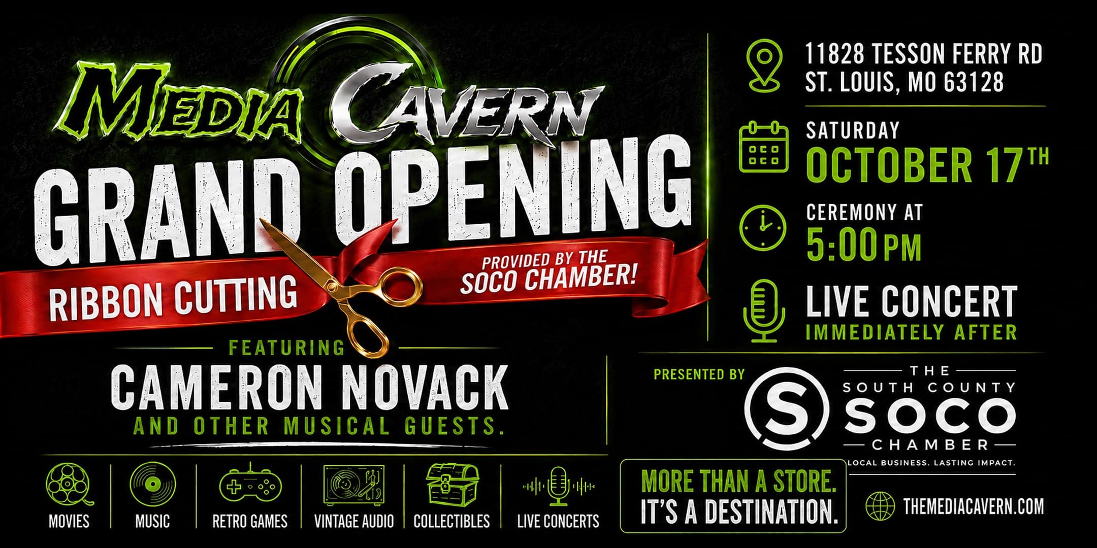 Community Event Sponsored by NexCore: Grand Opening of Media Cavern presented by The SOCO Chamber